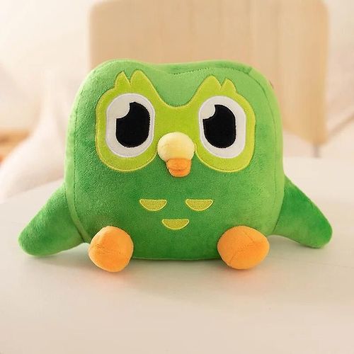 Duo Lingo Hibou Peluche Duolingo Peluche Duo Lingo Mascotte Hibou Vert Duo Hibou Poupée Duolingo Peluche Animal Mignon Coussin