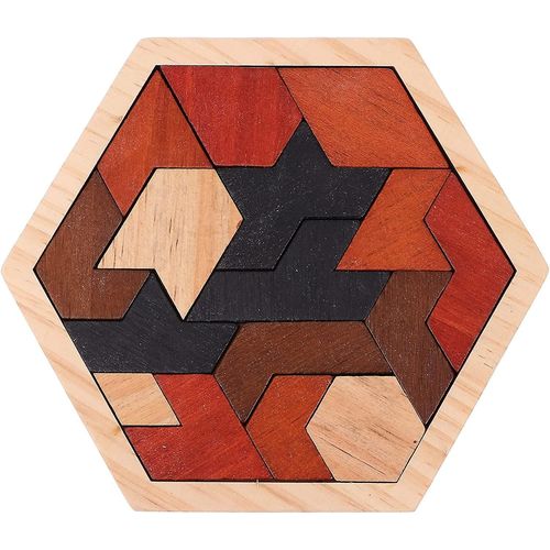 Heytea 1 Set Stem Game Toys For Wooden Toy Pattern Tangram Enfants Géométrie Adultes Toddlers Teaser Logic Educational Mind Shape Blocks Brain Puzzle Hexag
