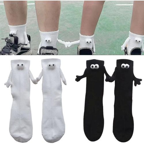 2 Paires Drôle D¿Aspiration Magnétique 3d Poupée Couple Chaussettes, Couple Se Tenant La Main Drôles Chaussettes, Mid-Tube Chaussettes Mignonnes Cadeaux Drôles