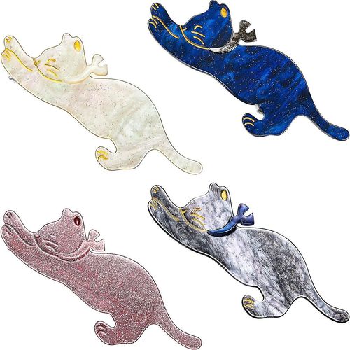 4 Pièces Résine Cat Hair Clips Cat Hair Clip Kitty Hair Barrettes Cat Duckbill Hair Clips Cellulose Acetate Hair Barrettes Resin Hair Clips Barrettes F