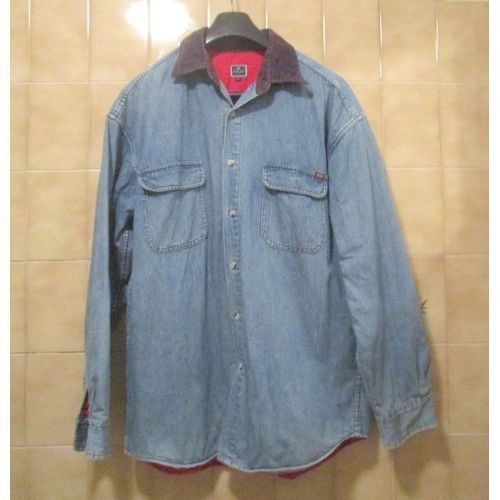 Chemise Bleu En Jean Pour Homme Celio, Col Velours, Neuve, Taille Confortable, T. L