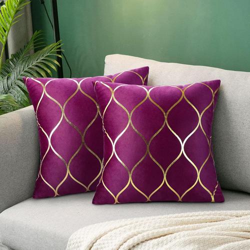 Housses De Coussin En Velours Violet 2 Pack 45cm X 45cm Housses De Coussin Carré Décoratif Taies D'oreiller Pour Chambre Canapé Coussins Salon