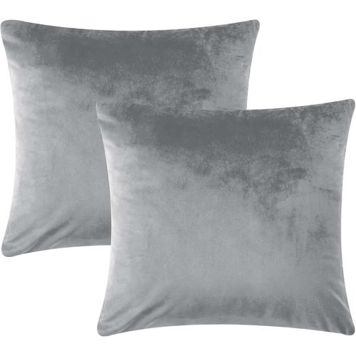 Housses De Coussin 45x45 Lot De 2 Taie D'oreiller Carré Doux Et Moderne Coussins En Velours Décoratif Canapé Super Lisse Doux Confortable Taie D'oreiller(Argent)