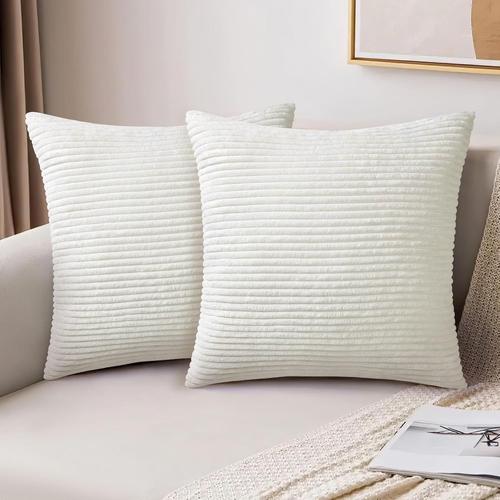 Housses De Coussin 40x40,2pcs Velours Côtelé Rayé Boho Housse De Coussin Chambre Salon Maison,Housse Coussin Canapé Lit Jardin Déco Aesthetic Scandinave Pour Canapé En Velours Côtelé