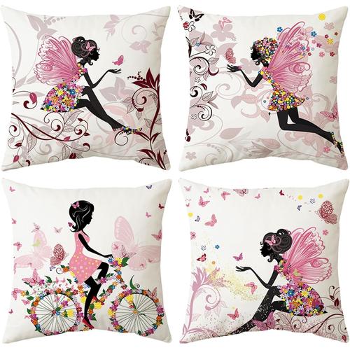 Housse De Coussin 45x45 Lot De 4 Housse Coussin En Velours Coussin Canape Decoration Douce Pour Chambre,Canapé,Chaise,Lit,Jardin (Papillon)