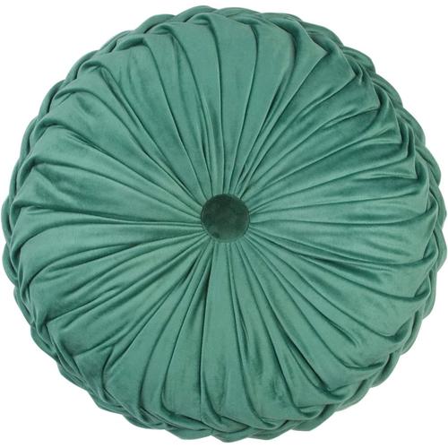 Coussin Rond En Velours Oreiller Plissé Pour Canapé Lit Chaise Sol Voiture Décoration (Vert)