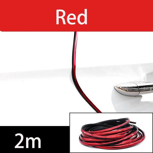 Bandes De Protection De Bord De Porte De Voiture Chromées,Mastic D'isolation Phonique,Bande D'étanchéité En Caoutchouc,Protecteur De Porte D'isolation Phonique - Type Red 2m