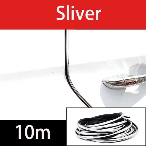 Bandes De Protection De Bord De Porte De Voiture Chromées,Mastic D'isolation Phonique,Bande D'étanchéité En Caoutchouc,Protecteur De Porte D'isolation Phonique - Type Sliver 10m