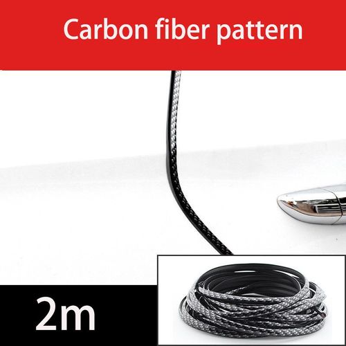 Bandes De Protection De Bord De Porte De Voiture Chromées,Mastic D'isolation Phonique,Bande D'étanchéité En Caoutchouc,Protecteur De Porte D'isolation Phonique - Type Carbon Fiber 2m