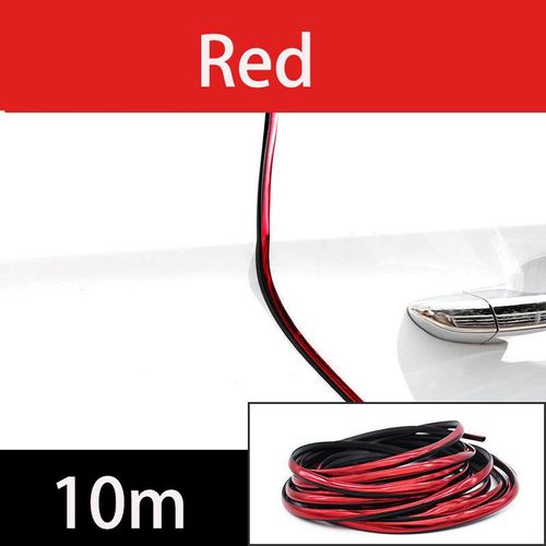 Bandes De Protection De Bord De Porte De Voiture Chromées,Mastic D'isolation Phonique,Bande D'étanchéité En Caoutchouc,Protecteur De Porte D'isolation Phonique - Type Red 10m