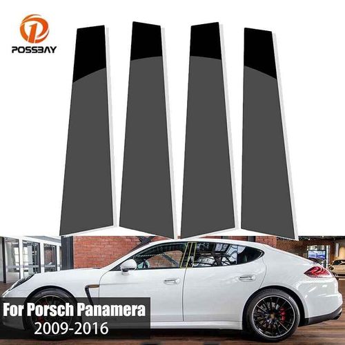 Autocollants De Garniture De Porte De Poteaux De Pilier De Fenêtre De Voiture Pour Porsche Panamera,2009,2010,2011,2012,2013,2014,2015,2016,4 Pièces