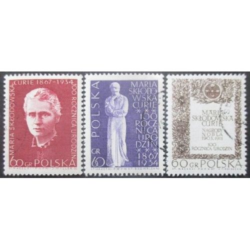 Pologne Série N°1633 Au 1635 Marie Curie Oblitérés