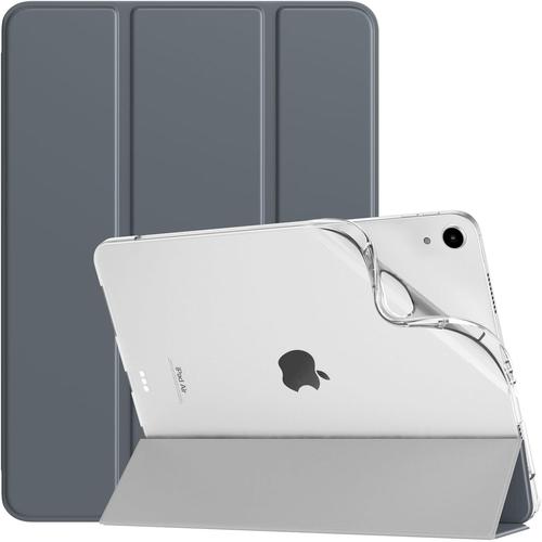 Coque Pour Ipad Air 11 Pouces M2 2024, Ipad Air 6e/5e/4e Génération 2024/2022/2020 10,9 Pouces, Étui Arrière Translucide En Tpu Souple, Housse Trifold Avec Réveil/Sommeil Auto, Gris Sidéral