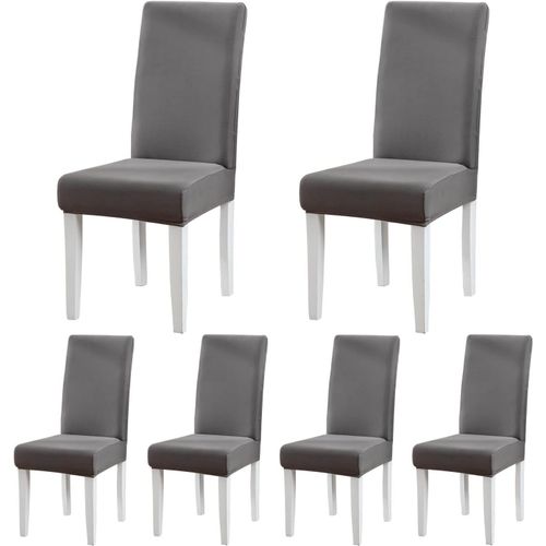 Housse De Chaise,Housse De Chaise Salle À Manger 4/6 Pièces Housse Chaise Extensible Pour Mariage Moderne,Hôtel,Décor De Restaurant (Gris Foncé,6 Pièces)