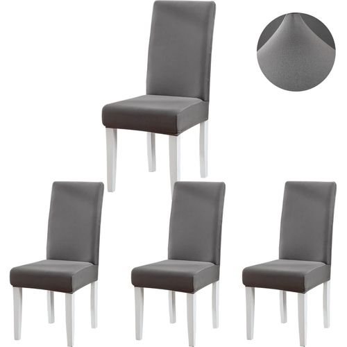 Housse De Chaise,Housse De Chaise Salle À Manger 4/6 Pièces Housse Chaise Extensible Pour Mariage Moderne,Hôtel,Décor De Restaurant (Gris Foncé,4 Pièces)
