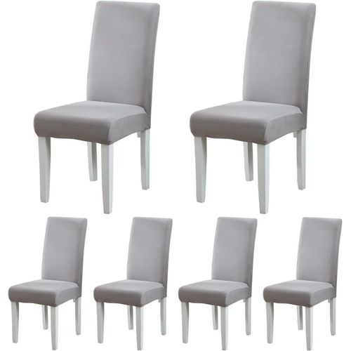Housse De Chaise,Housse De Chaise Salle À Manger 4/6 Pièces Housse Chaise Extensible Pour Mariage Moderne,Hôtel,Décor De Restaurant (Gris Clair,6 Pièces)