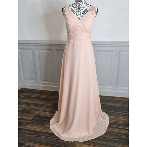 Robe De Soiree Longue Rose Fleurs Aux Épaules Taille 42 Cérémonie Mariage