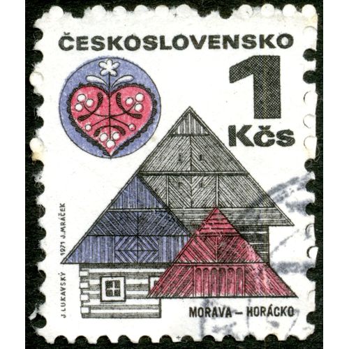 Timbre Oblitéré Ceskoslovensko, Morava-Horacko, 1 Kcs, 1971