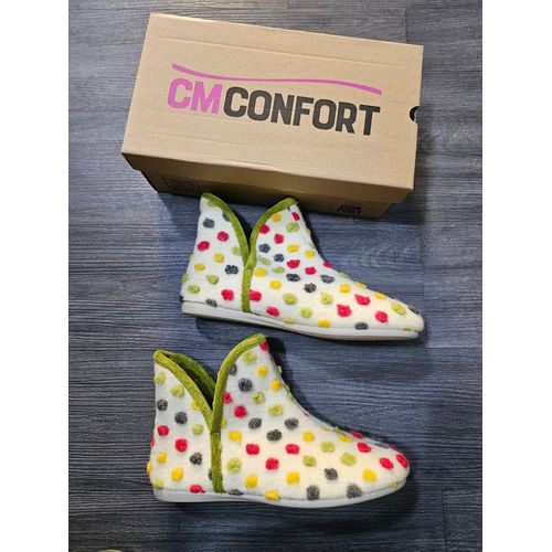 Chausson Pantoufles Femme 40 Bolitas Multicolores Petit Point  Cm Confort  Made In Spain