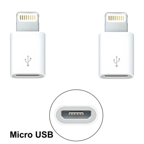 Lot 2 Adaptateurs Micro USB vers Lightning Apple Iphone blanc