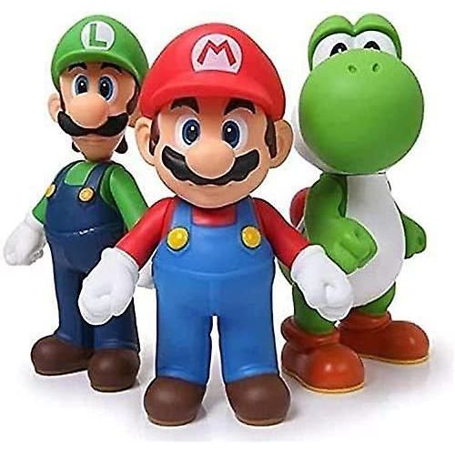 Mario Bros Action Figurines Yoshi Mario Luigi Cake Toppers Cartoon Theme Collection Playset Toys Birthday Noël Cadeaux