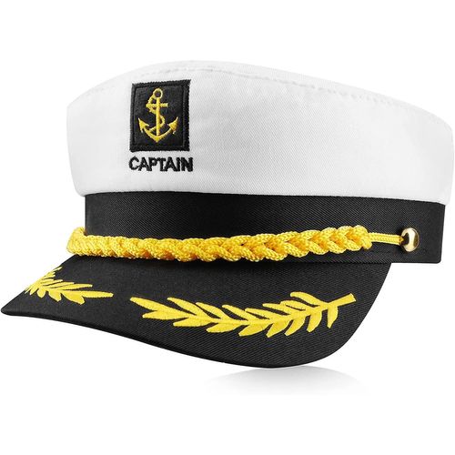 Adult Yacht Boat Ship Sailor Captain Hat Navy Cap Marine Admiral Hat For Men Women Costume Accessoire (Blanc) - -