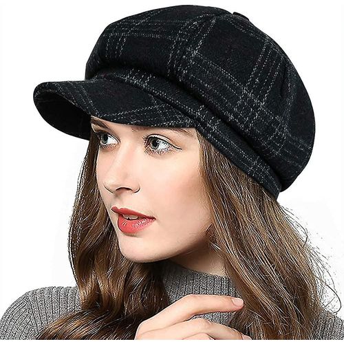 Women's Newsboy Hats Fall Wool Cabbie Beret Tweed Girls Paperboy Cap