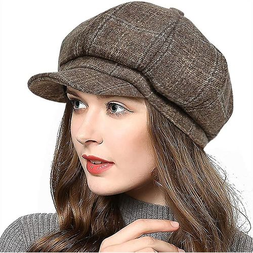 Women's Newsboy Hats Fall Wool Cabbie Beret Tweed Girls Paperboy Cap