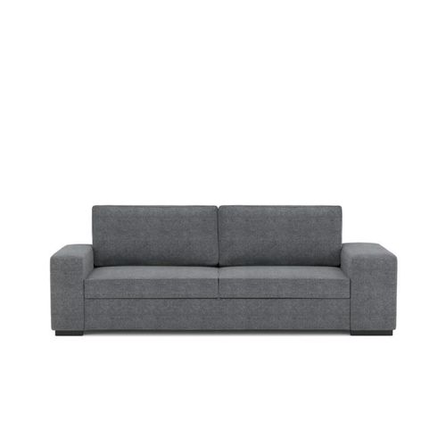 Canapé Droit Convertible Zack 3 Places Gris Anthracite + 2 Poufs