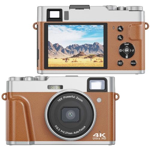 Appareil Photo Numérique 4K HD 16X Zoom Avec Écran 2.8 Pouces Marron YONIS