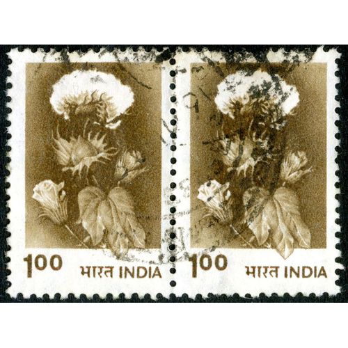 Deux Timbres Oblitérés India, 1.00