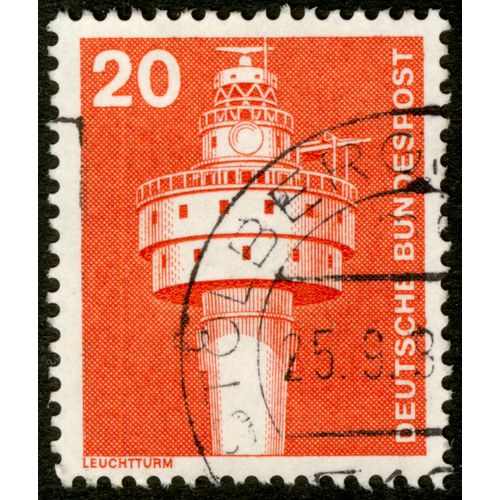 Timbre Oblitéré Deutsche Bundespost, Leuchtturm, 20