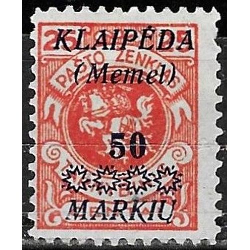 Lituanie, Enclave De Memel (Klaipeda) 1923, Beau Timbre Neuf* Yvert 104, Avec Surcharge Noire.