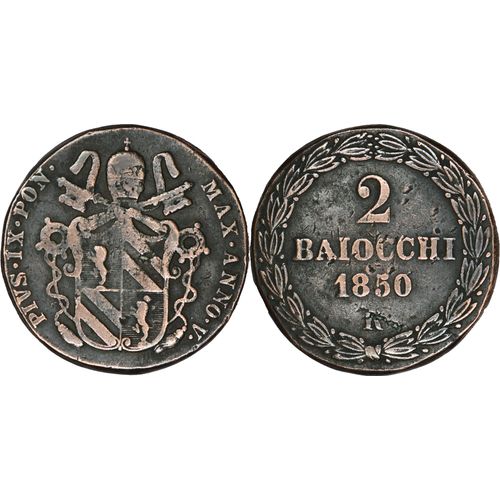 Vatican - 1850 An V - 2 Baiocchi - Rome (R) - Sans Initiales Du Graveur - 24-073