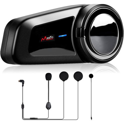 M2 Intercom Moto Bluetooth, Casque Kit Moto Main Libre Écouteur,1000m 6 Riders Group Des Moto Communication Systèmes Bluetooth, Intercom Sans Fil Universel(1 Paquet)