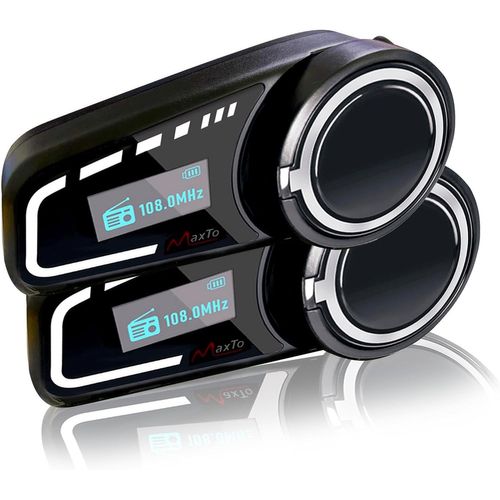 M2c Intercom Moto Bluetooth Vec Écran Lcdkit Bluetooth Casque Moto,1-6 Voies Système Communication De 1000m, Interphone Moto Fm Radio, Écouteur Bluetooth Pour Casque Motocyclette/Atv