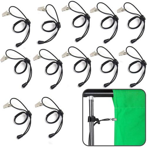 12 Pièces Pinces À Toile De Fond, Pince De Serrage Backdrop Clamp Clip, Pinces À Ressort Avec Cordon Élastique, Pour Studio Photo Vidéo Toiles De Fond Écran Vert Support De Fond