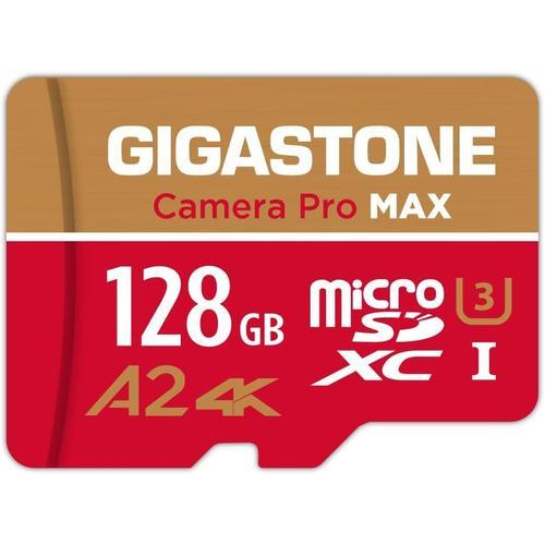 [5 Ans Récupération De Données Gratuite] Carte Mémoire 128 Go, Camera Pro Max, Vitesse Jusqu'à 120/80 Mo/S, Pour Gopro, Dji, Drone, 4k Video A2 V30 U3 Microsdxc Avec Adaptateur-Gato Negro