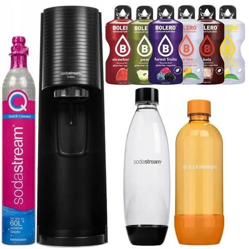 SodaStream Terra Black une bouteille + SodaStream Orange 1L bouteille (dek) + Bolero