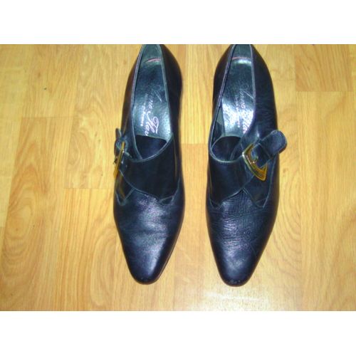 Escarpins Anne Flavie Cuir Noir Et Boucle 37 Tbe