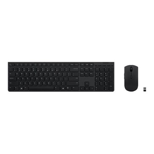 Lenovo Professional - Ensemble clavier et souris - sans fil - Bluetooth, 2.4 GHz - R.-U. - commutateur : Scissor-Switch - gris - boîtier marron