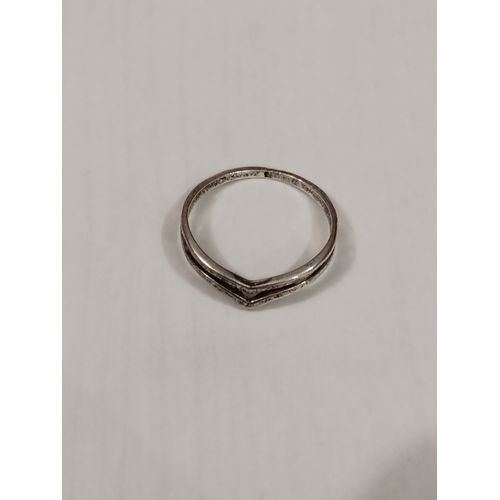 Bague Métal Argenté,Double Bague En V,Taille 17