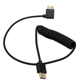 8K HDMI Coiled Cable Left Angle For Camera Monitor - Compatible With ZCAM Sony Canon Nikon