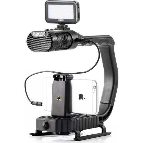 Stabilisateur Portable Et Lumières Led Vidéo Pour Skateboard Dji Osmo Iphone 15 14, Poignée Et Micro Stéréo Intégré Pour Smartphone Gopro Canon Alpha Rx0 Dslr Caméra Caméscope (Micrig+Pl30)