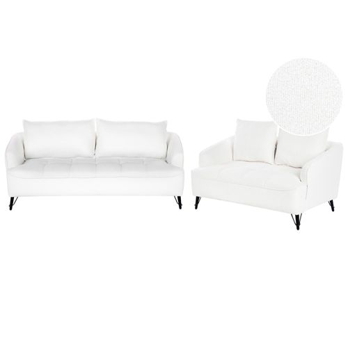 Ensemble De Salon En Bouclé Blanc Hobro