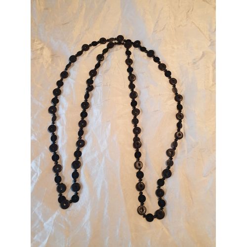 Long Collier De Perles Noires