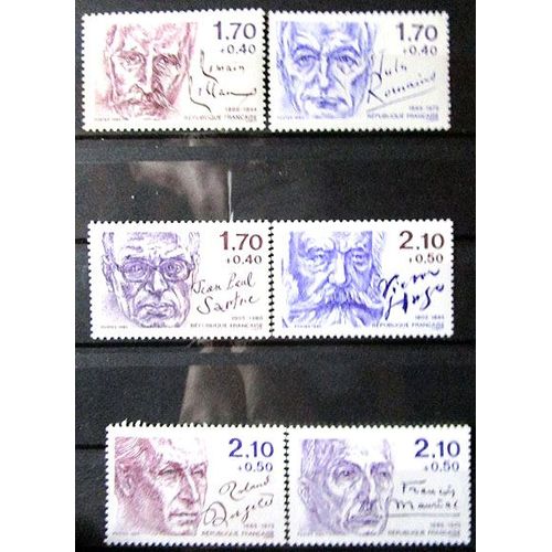 1985. Série Complète F2355 À F2360:Ecrivains Français Célèbres.