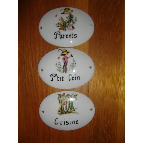 plaques de porte ovales en porcelaine pour cuisine, chambre parents, WC