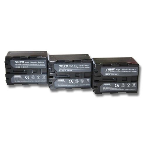 vhbw 3x Batterie compatible avec Sony HDR-SR1, DSC-R1, HDR-HC1, HDR-HC1E, DCR-TRV950, GV-D1000 caméra vidéo caméscope (2000mAh, 7,2V, Li-ion)