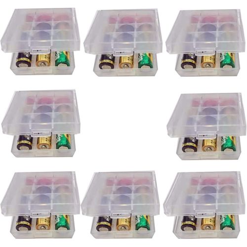 Lot de 8 18650 Boîte à Piles en Plastique, Boîte de Rangement pour Piles et Batteries Rechargeables, Boîte à Piles pour 18650 14500 AA et AAA (Transparent)